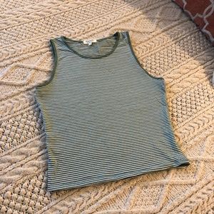 Green and White Striped Crop Tank